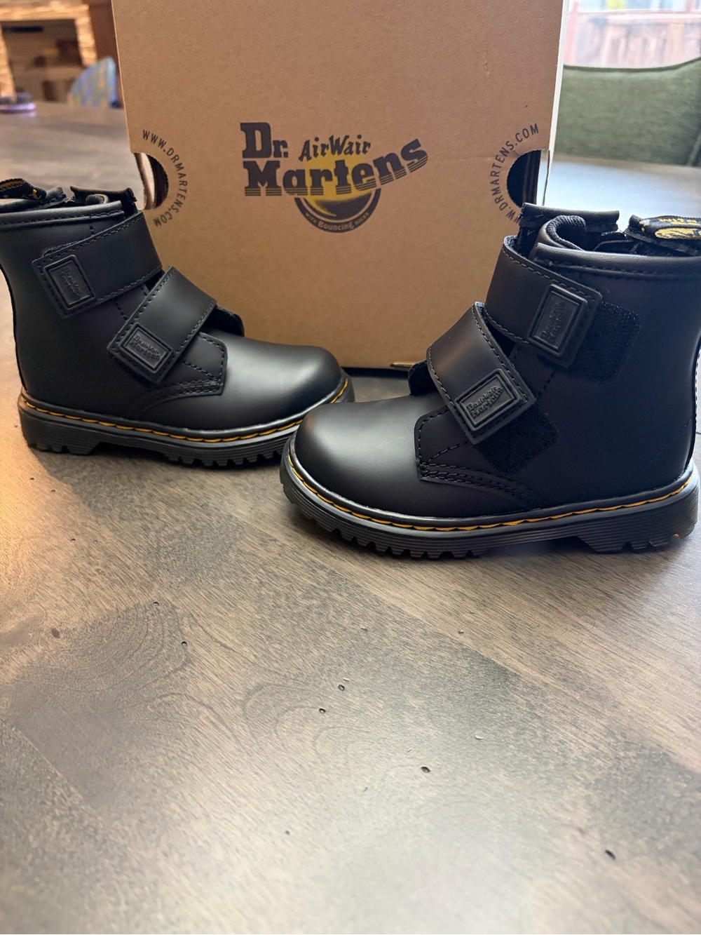 Dr. Martens Kids Black Leather Velcro Boots - Picture 5 of 6